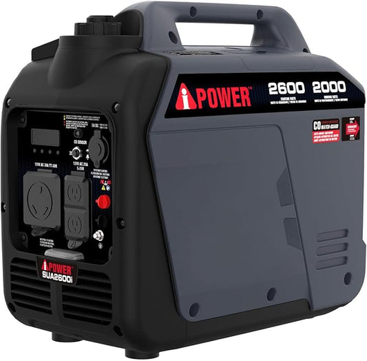 A-iPower Quiet Inverter Generator, 2600W RV Ready, EPA & CARB Compliant CO Sensor, Portable Ultra-Light Weight For Backup Home Use, Tailgating & Camping (SUA2600i)