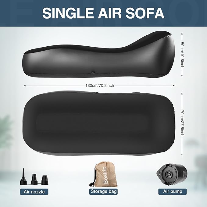 Bestrip Auto Inflatable Couch Lounger, Air Mattress Sofa Bed with Rechargeable Air Pump