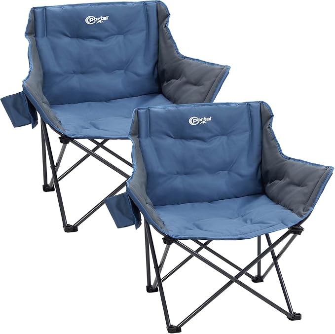 PORTAL 32In Extra Wide Camping Chair for Adults, Oversized Folding Chair with Cup Holder & Carry Bag, Heavy-Duty Outdoor Chair Supports 350 lbs, Portable for Camping, Lawn, Patio
