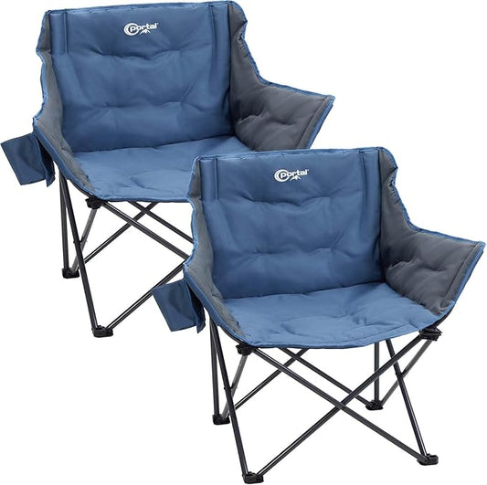 PORTAL 32In Extra Wide Camping Chair for Adults, Oversized Folding Chair with Cup Holder & Carry Bag, Heavy-Duty Outdoor Chair Supports 350 lbs, Portable for Camping, Lawn, Patio