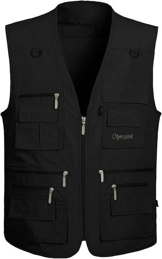 Lentta Men's Fishing Vest Summer Outdoor Lightweight Work Photo Vest 16 Pockets
