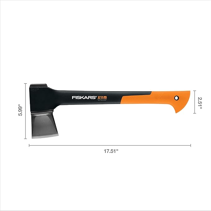 Fiskars X11 Splitting Axe Hatchet, 17" Tree Branch Cutter and Wood Axe for Small Logs with Shock-Absorbing Handle