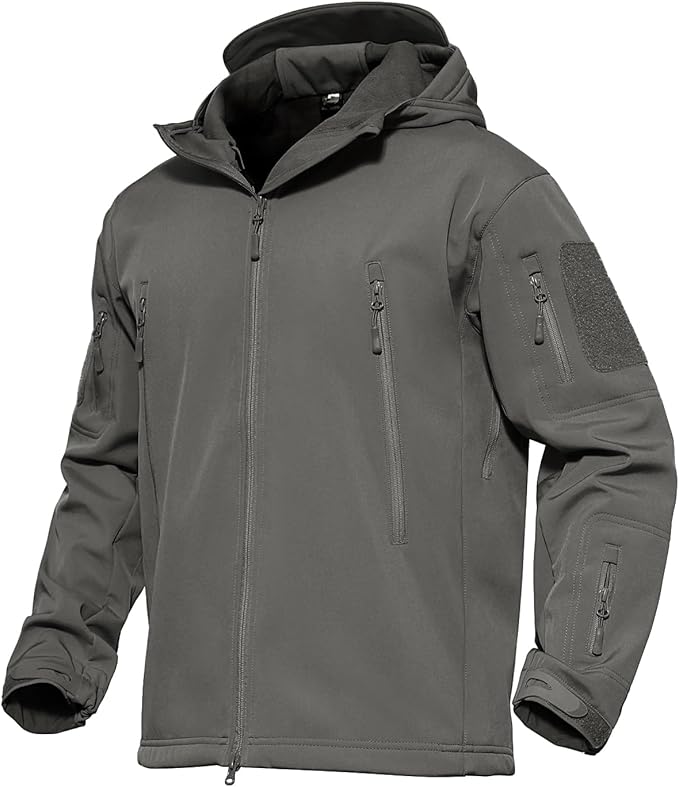 MAGCOMSEN Men's Tactical Jacket 7 Pockets Performance Fleece Lined Water Resistant Ski Snow Soft Shell Winter Coats