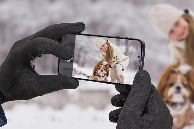 Winter Waterproof Gloves for Women: Water Proof Touch Screen Gloves for Men Running Hiking, Cold Weather Touchscreen Gloves for Phone Texting, Warm Snow Water Resistant Thermal Gloves Black