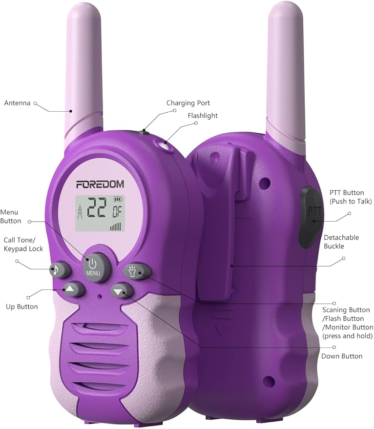 FOREDOM Rechargeable Walkie Talkies for Kids Walkie Talkies Long Range for Boy & Girl Age 3 to 12 Year Old Birthday Toys - 3 Pack