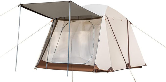 Camping Tents, 3-4 People Waterproof Cabin Tents, Double Layer Family Camping Tent with 2 Doors 360 Degree Panoramic Screen Window, Beach Tent with Carry Bag for Outdoor Hiking
