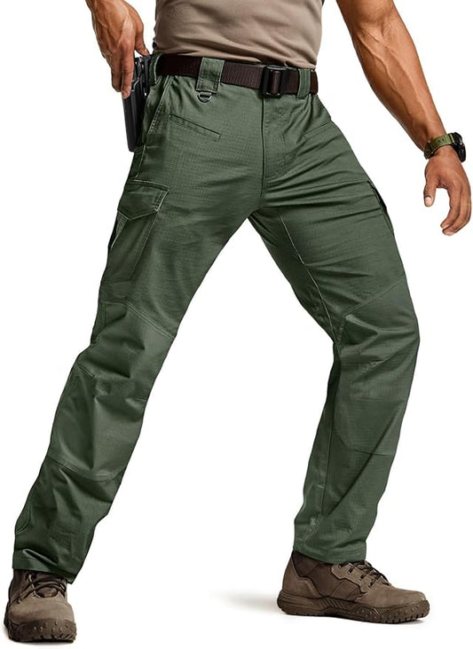 CQR Men's Flex Ripstop Tactical Pants, Water Resistant Stretch Cargo Pants, Lightweight EDC Hiking Work Pants