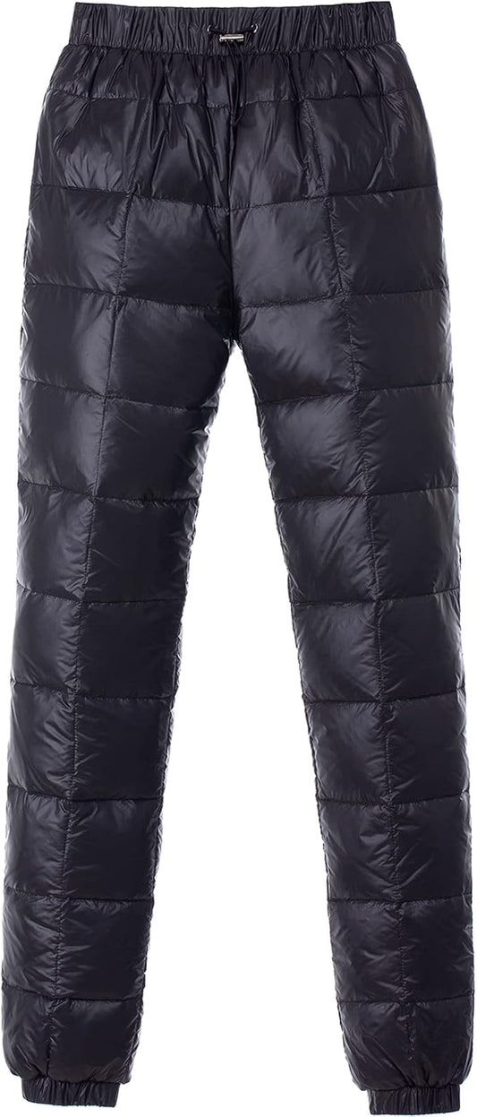 Men's Winter Warm Loose Utility Down Pants Sassy High Waisted Nylon Compression Snow Trousers