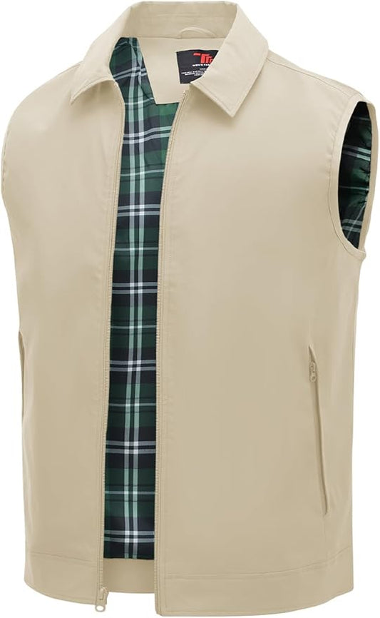 TBMPOY Men's Vest Casual Lightweight Thin Utility 3 Zip Pockets Stylish Sleeveless Jackets Summer Fall Golf Travel Business