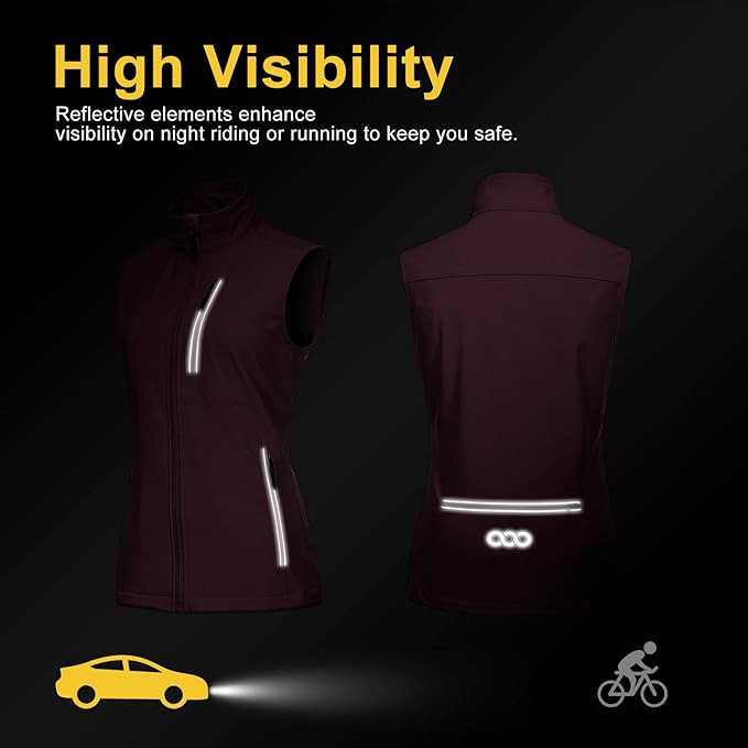 33,000ft Women's Lightweight Running Vest Outerwear with Pockets, Windproof Sleeveless Jacket for Golf Hiking Travel