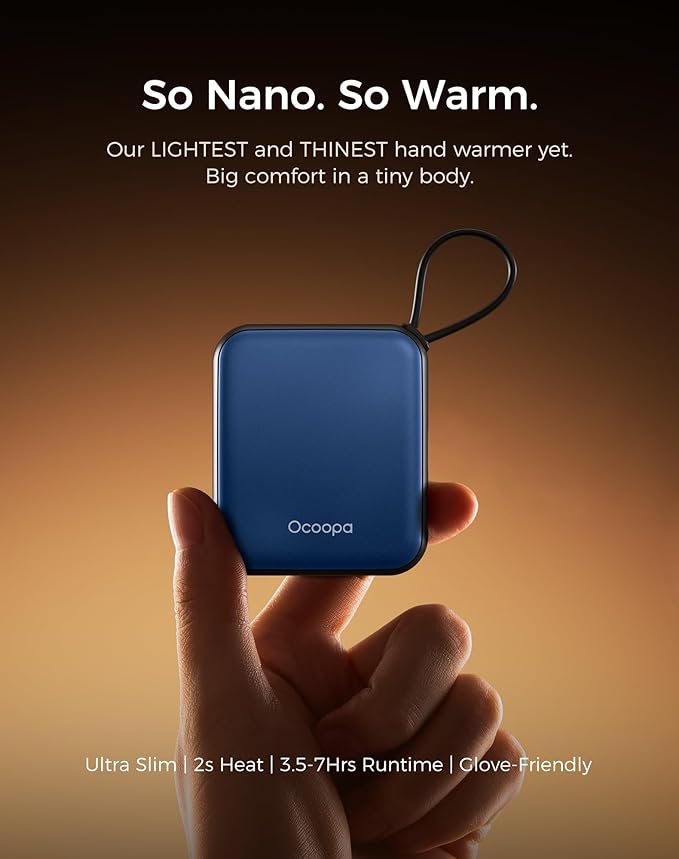 OCOOPA Hand Warmers Rechargeable - Stylish Electric Handwarmers, 2S Heating Heated Gloves for Women, Handheld Heater Portable, UL Certified, Christmas Essentials, Unique Gifts, UT5 Nano