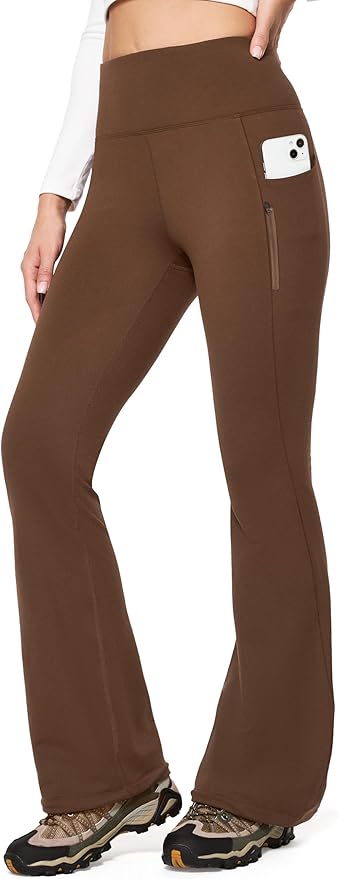 IUGA Fleece Lined Pants Women Water Resistant Hiking Pants Winter Flare Leggings with Pockets Bootcut Thermal