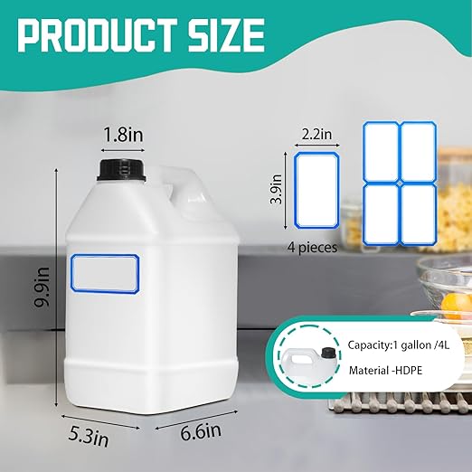 3 Pcs 1 Gallon Plastic Jug with Lids and Handles Translucent Square Liquid Storage Containers Reusable Empty Camping Water Jugs for Water Sauces Soaps Detergents Liquids Cleaning Solutions