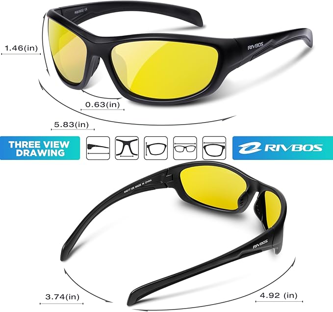 RIVBOS Polarized Sunglasses UV400 Protection for Men's and Women's Fishing, Cycling, and Outdoor Activities RB832