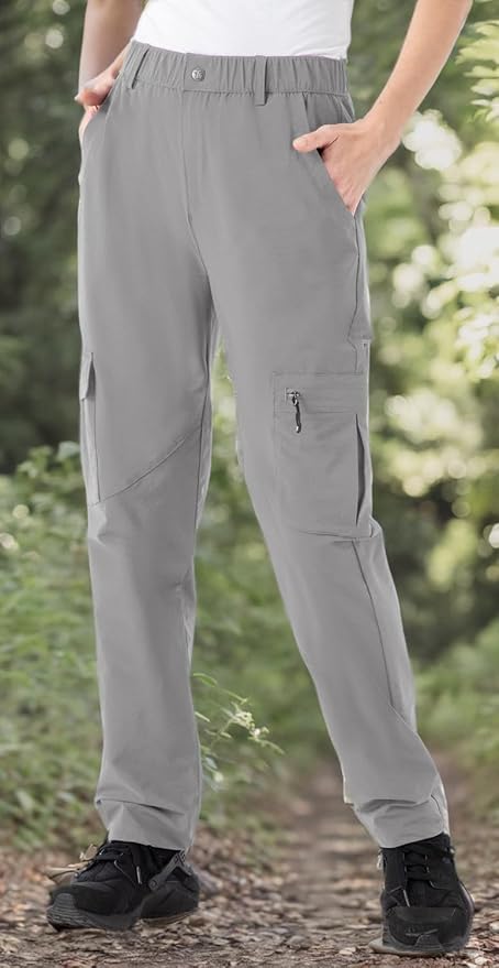 Rdruko Women's Hiking Cargo Pants Water-Resistant Quick Dry UPF 50+ Travel Camping Work Pants Zipper Pockets