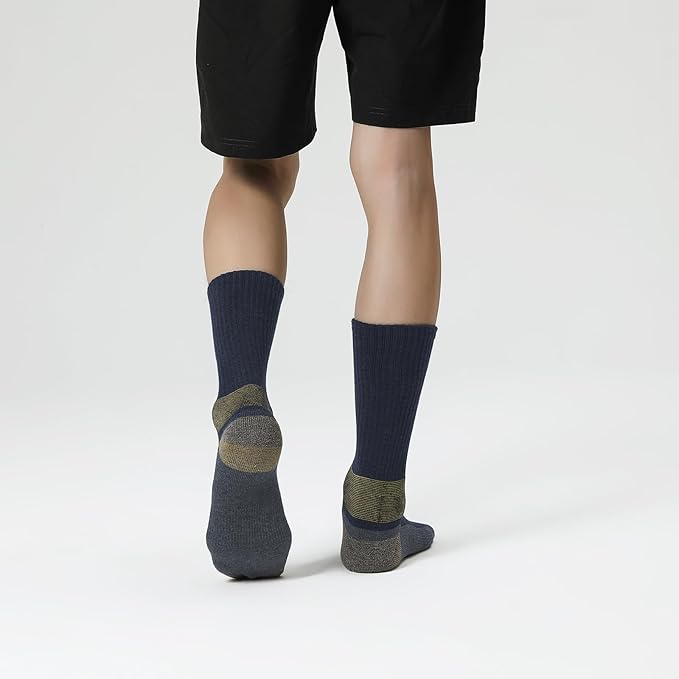 WANDER Merino Wool Socks Men 3 Pairs Cushioned Calf Boot Socks Moisturing Wicking Everyday Thermal Crew Socks