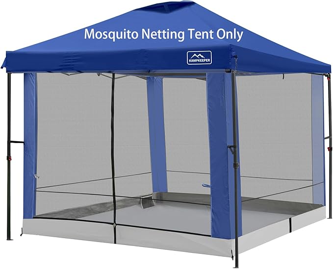 Canopy Universal Mosquito Netting Tent, Converts 10'x10' Canopy Gazebo into Camping Inner Tent, Screen House with Full PE Floors for Patio, Outdoor, Garden（TOP & Frame NOT Included） Navy Blue