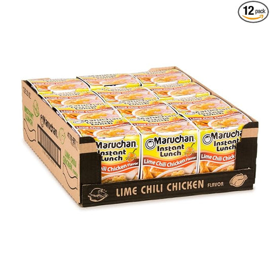 Maruchan Instant Lunch Lime Chili Chicken, Ramen Noodle Soup, Microwaveable Meal, 2.25 Oz, 12 Count