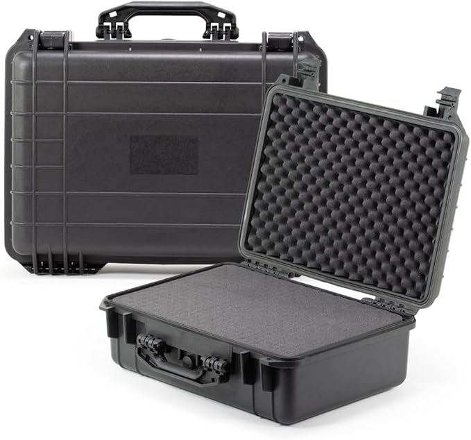Waterproof Hard Case - Crushproof & Dustproof - Foam Protection - Pressure Equalization Valve - Portable Protective Storage Box for Travel, Hunting, Military, Tactical - 19-Inch (Black)