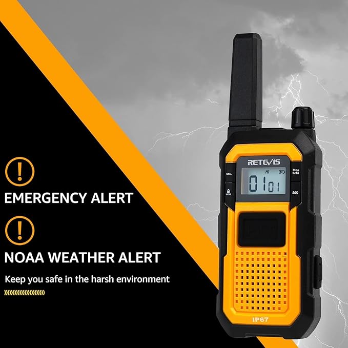 Retevis RB48 Heavy Duty Walkie Talkies with Earpiece, Support VOX, Waterproof Walkie Talkies Rechargeable, USB-C, 2000mAh, Dual PTT, Emergency 2 Way Radio(6 Pack)