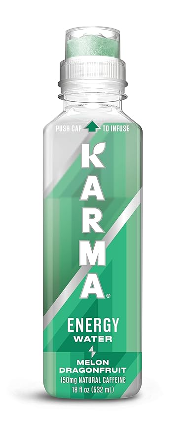 Karma Energy Drink – 12 Pack, Melon Dragonfruit Caffeinated Water with Cognizin® Nootropics, Vitamins & Immune Support, Low Calorie