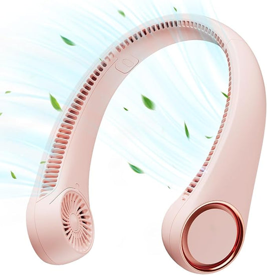 Gaiatop Portable Neck Fan Rechargeable, Hands-Free 360° Cooling, 17hrs Runtime, Battery Powered Personal Wearable Fan, Summer Outdoor Travel Essentials, Birthday Gifts for Women Mom Girls, Pink