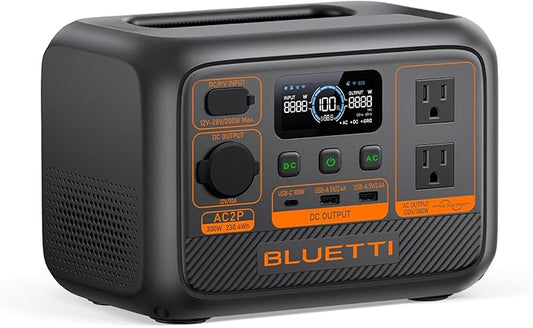 BLUETTI AC2P Portable Power Station, 230.4 Wh LiFePO4 Battery Backup w/ 2 300W (600W Power Lifting) AC Outlets, Recharge from 0-80% in 45 Min., Solar Generator for Camping (Solar Panel Optional)