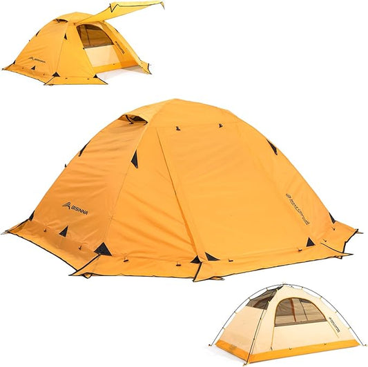 BISINNA 4 Season Tent for Backpacking Winter Tents 2 Person Lightweight Cold Weather Tents Waterproof Double Layer All Season Tent Aluminum Alloy Poles Easy Set Up for Camping, Hiking, Outdoor