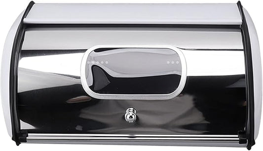 Zerodis Bread Bin Storage Container with Window Design Space Saving Multifunctional Iron Large Capacity Kitchen Countertop for Home Kitchen Tableware Condiment Storage Easy Wash White