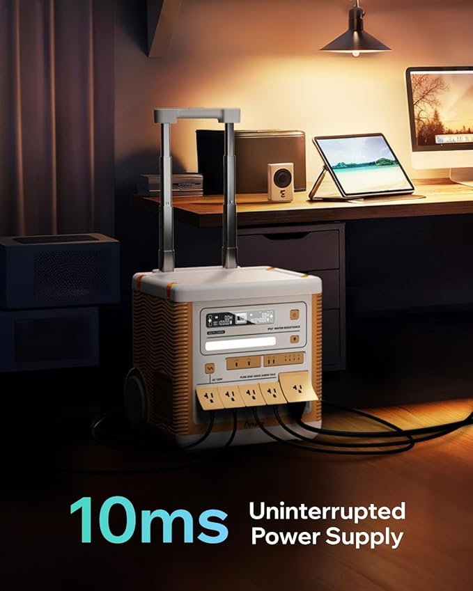 Ark PRO 2400W Portable Power Station, 2300Wh LFP Battery & 1200W Solar Input, Expandable to 25.3kWh, for Camping/RV/Home Backup, Pure Sine Wave AC Outlet,10ms UPS, Powers 13 Devices Simultaneously