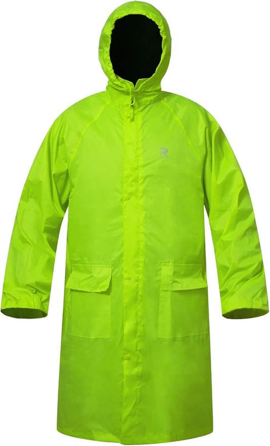 RainRider Raincoat for Men Waterproof Long Rain Jacket with Stowable Hood Lightweight Rain Gear Poncho for Unisex