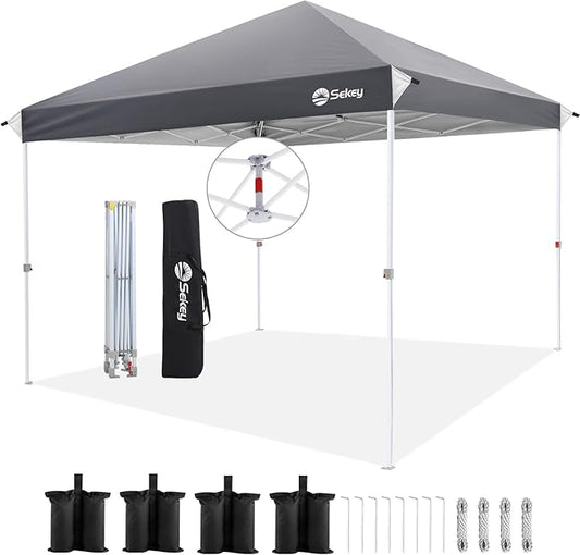 Sekey 10x10 Pop Up Canopy with One Push Setup-Easy Up Canopy with 99% UV Blocking - Instant Outdoor Sun Shade for Events, Parties, Camping- Commercial Gazebo with Weight Bags,Wind Proof&Waterproof
