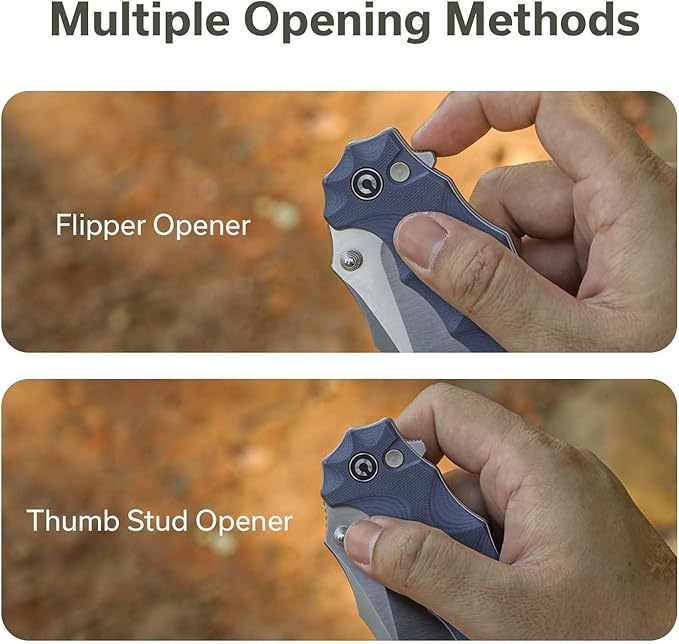 CIVIVI Natterjack Pocket Folding Knife, 3.19" 14C28N Blade G10 Handle with Reversible Clip, Thumb Stud & Flipper Opener Knife for Camping Hiking EDC C24028-2 (Neutral Blue)