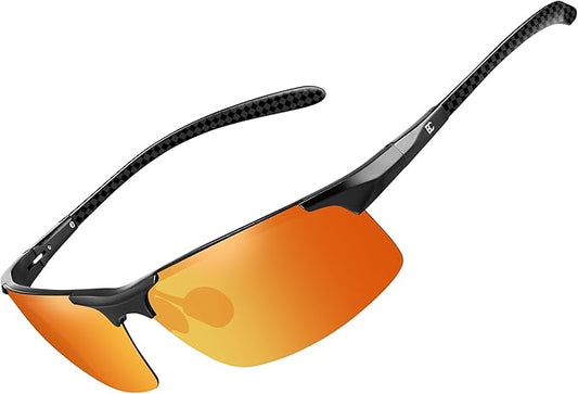 BIRCEN Polarized Carbon-Fiber Sunglasses for Men: Ultralight UV Protection Sun Glasses for Outdoor Sports Fishing Golf Hiking