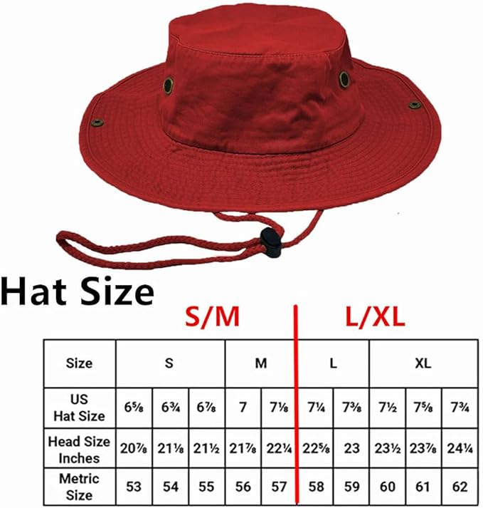 Glory Max Washed Cotton Bucket Hat with Chin Strap Fishing Sun Safari Boonie Cap