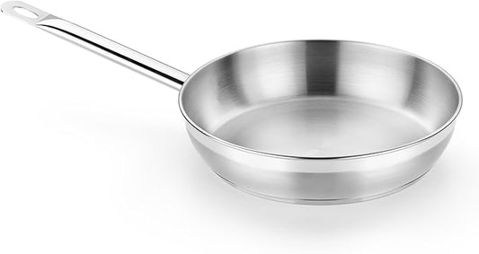 BRA COOKWARE Profesional Frying Pan | 10.2 inches Professional Skillet | Stainless Steel Pan w/o Non-Stick Coating | All Stovetop Compatible - Full Induction Skillet | 100% PFOA Free | Brushed Finish