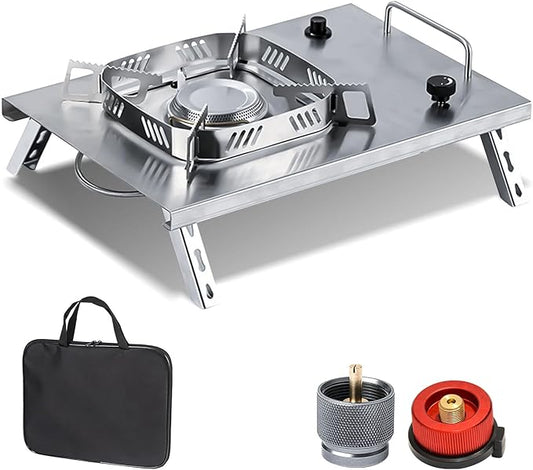 IGT Camping Stove, Desktop & Embed Folding Gas Stove, Portable Gas Stove with Carrying Handle, Outdoor Camping Cooking Stove