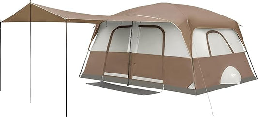 PORTAL 8 Person Tents for Camping, Easy Setup Cabin Tent with Large Porch, 2 Room, Waterproof Family Camping Tent for Outdoor Camping, Patio