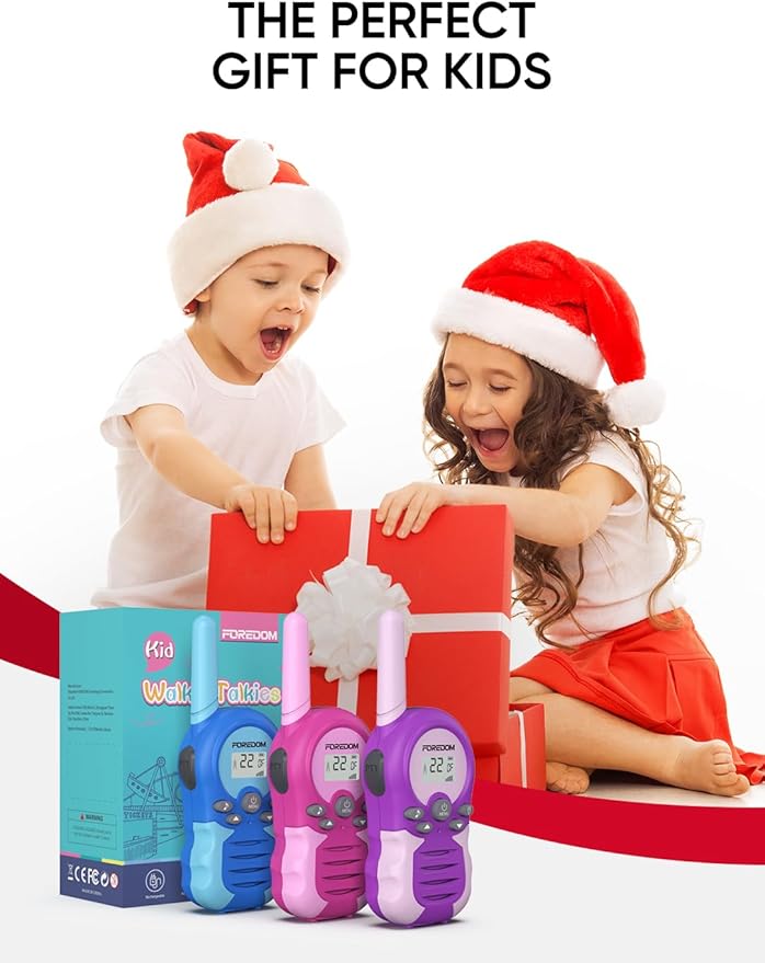 FOREDOM Rechargeable Walkie Talkies for Kids Walkie Talkies Long Range for Boy & Girl Age 3 to 12 Year Old Birthday Toys - 3 Pack