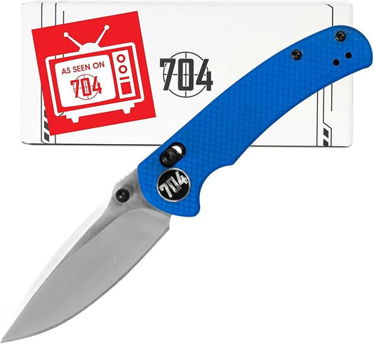 704 Gear Urban Ranger Lite V2 | EDC Folding Pocket Knife with Ambidextrous Thumbstud and Crossbar Lock | 2.91" Blade, 14C28N Steel, Reversible Pocket Clip | Royal Blue/Brushed Stainless