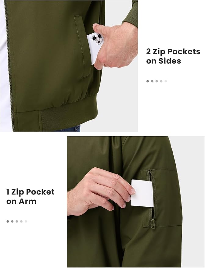 TBMPOY Men's Bomber Jackets Lightweight Light Windbreaker Casual Business Dress Stylish Fall Spring Golf Work