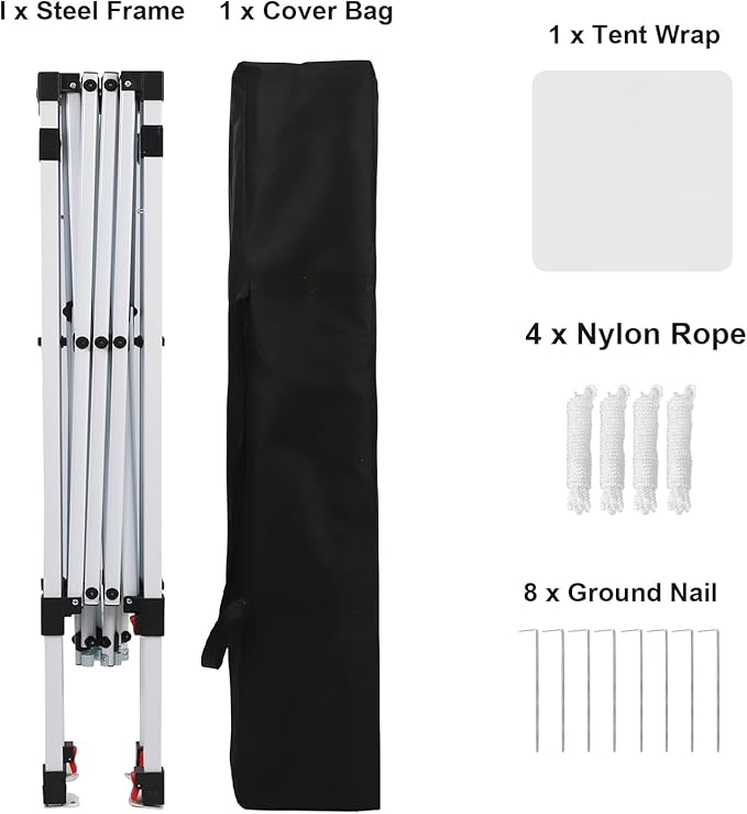 Northroad 8X8 FT Pop Up Canopy, Outdoor Instant Canopy Tent Slant Legs with Carrying Bag, Portable Gazebo Shelter for Wedding Party,Commercial Event,Patio,Garden,Beach -White
