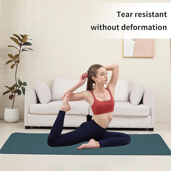 HAHE Yoga Mat Thick (8MM,1/3"), Eco-Friendly POE Non Slip Yoga Mat, High Rebound & Shock Absorption, Anti-Tear & Sweat-Resistant for Yoga, Fitness, Home, Workouts, Large Pilates Mats 72"x24" with Carrying Strap