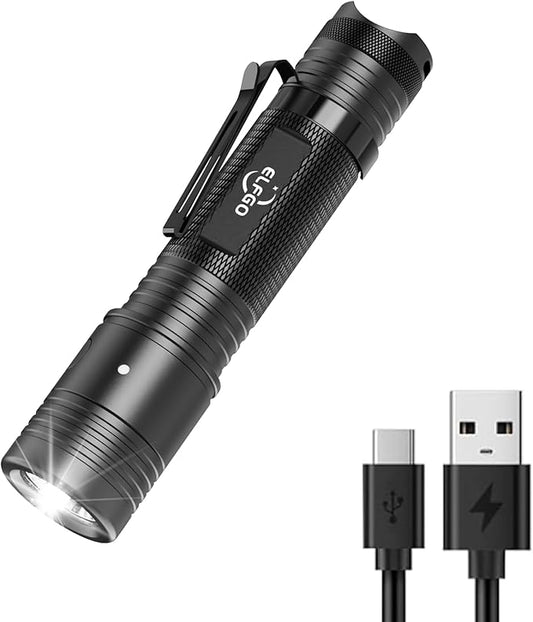 2000 Lumens Tactical Flashlight,LED Flashlight Flash Light Duty Rechargeable Flashlights with USB C IP67 Strobe Handheld Flashlight for Outdoor Camping Hiking Biking Emergency Work Light Repair