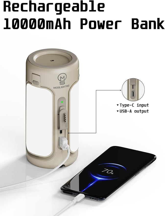 Folding Camping Lantern Rechargeable, 10000mAh Foldable LED Light for Tent Outdoor, IP54 Waterproof, 1500LM Camping Lights, Portable LED Flashlight, 5 Mode