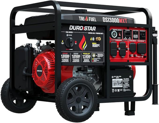 DS13000MXT 13,000-Watt 500cc Tri Fuel Portable Generator - Gas, Propane & Natural Gas, Remote Electric Start, Whole Home Power Backup, Transfer Switch Ready, RV & Emergency Ready