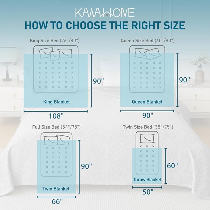 KAWAHOME Summer Sweatshirt Throw Blanket for Bed-Lightweight Breathable Blankets,Soft Thin Knit Jersey Throw Blanket for Hot Sleepers,50 X 60 Inches, Heather Blue