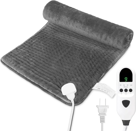 Heating Pad for Back & Period Cramps Relief, Electric Heat Pad for Neck and Shoulder, 9 Adjustable Heat, Machine Washable,Birthday Christmas Gifts for Women Men Mom Dad (Grey, 12" x 24")