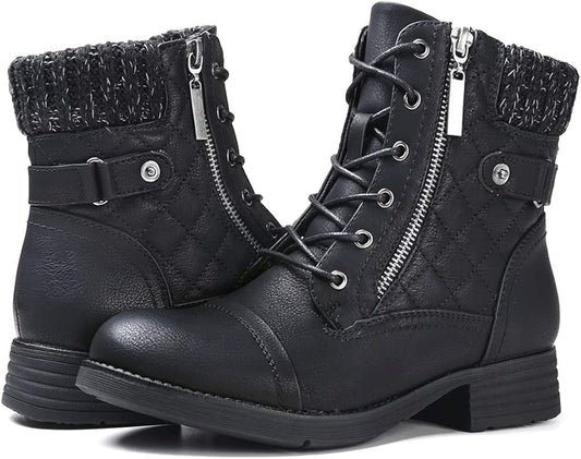 STQ Women's Combat Boots Lace up Ankle Booties