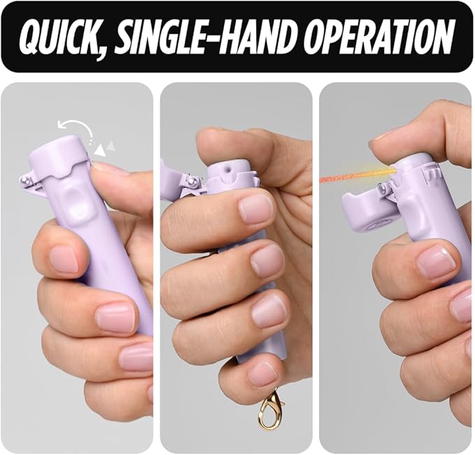 Guard Dog Security Packin' Heat, World’s Smallest Pepper Spray Self Defense for Women, Police Strength with Keychain Snap Clip, Compact Design, Long Range, UV Dye, Push-Button Safety Cap